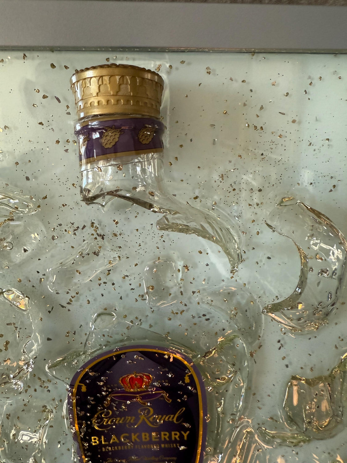 Crown Royal Blackberry Whiskey broken bottle wall art