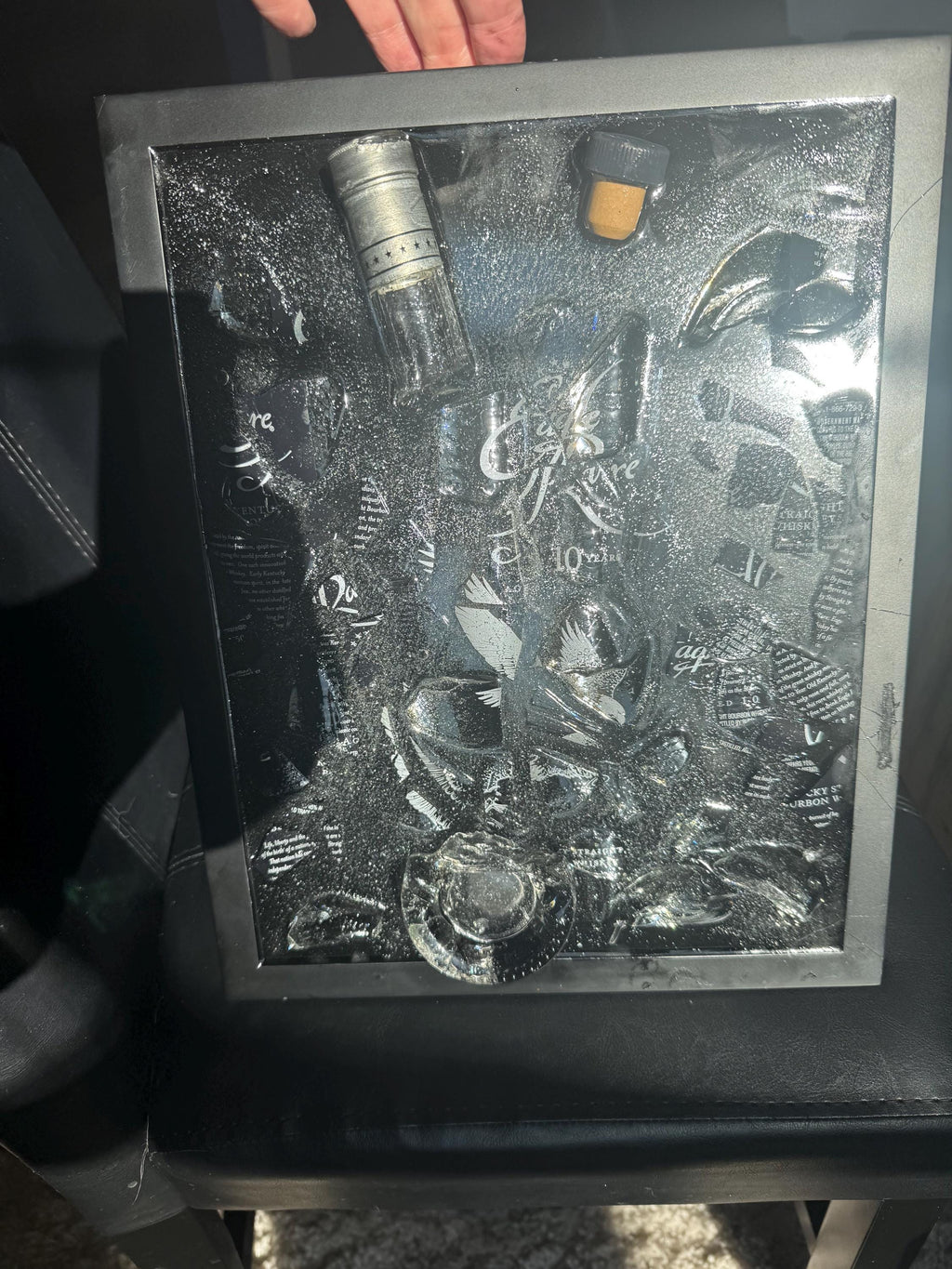 Eagle Rare Bourbon/Whiskey broken bottle wall art