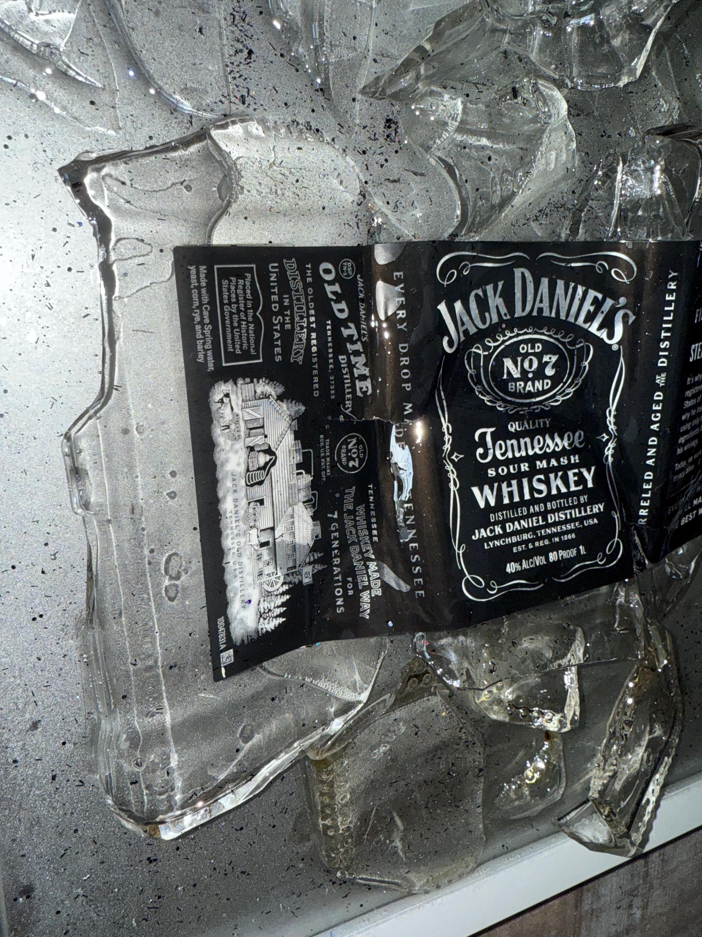 Jack Daniels Whiskey broken bottle wall art