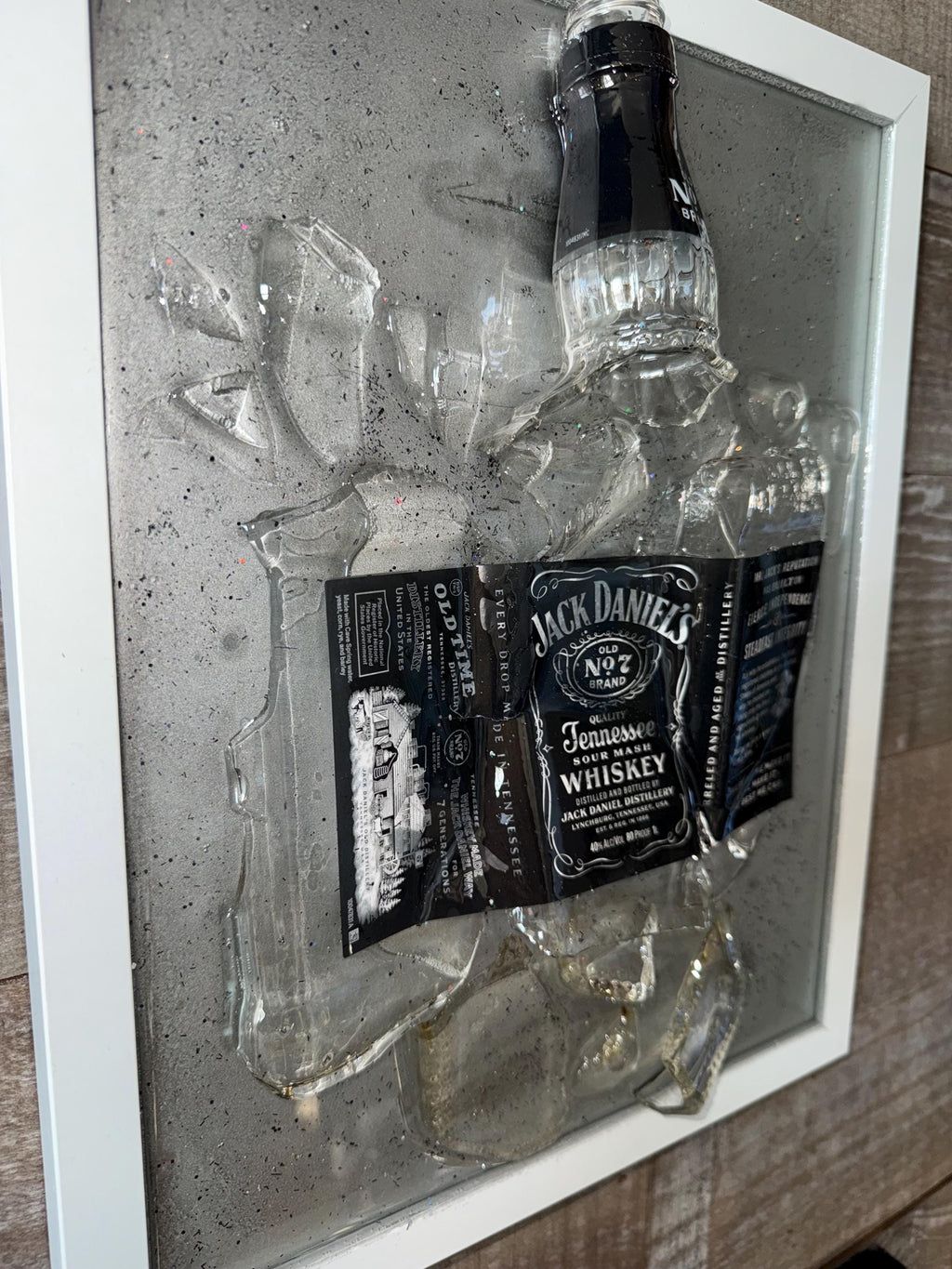 Jack Daniels Whiskey broken bottle wall art