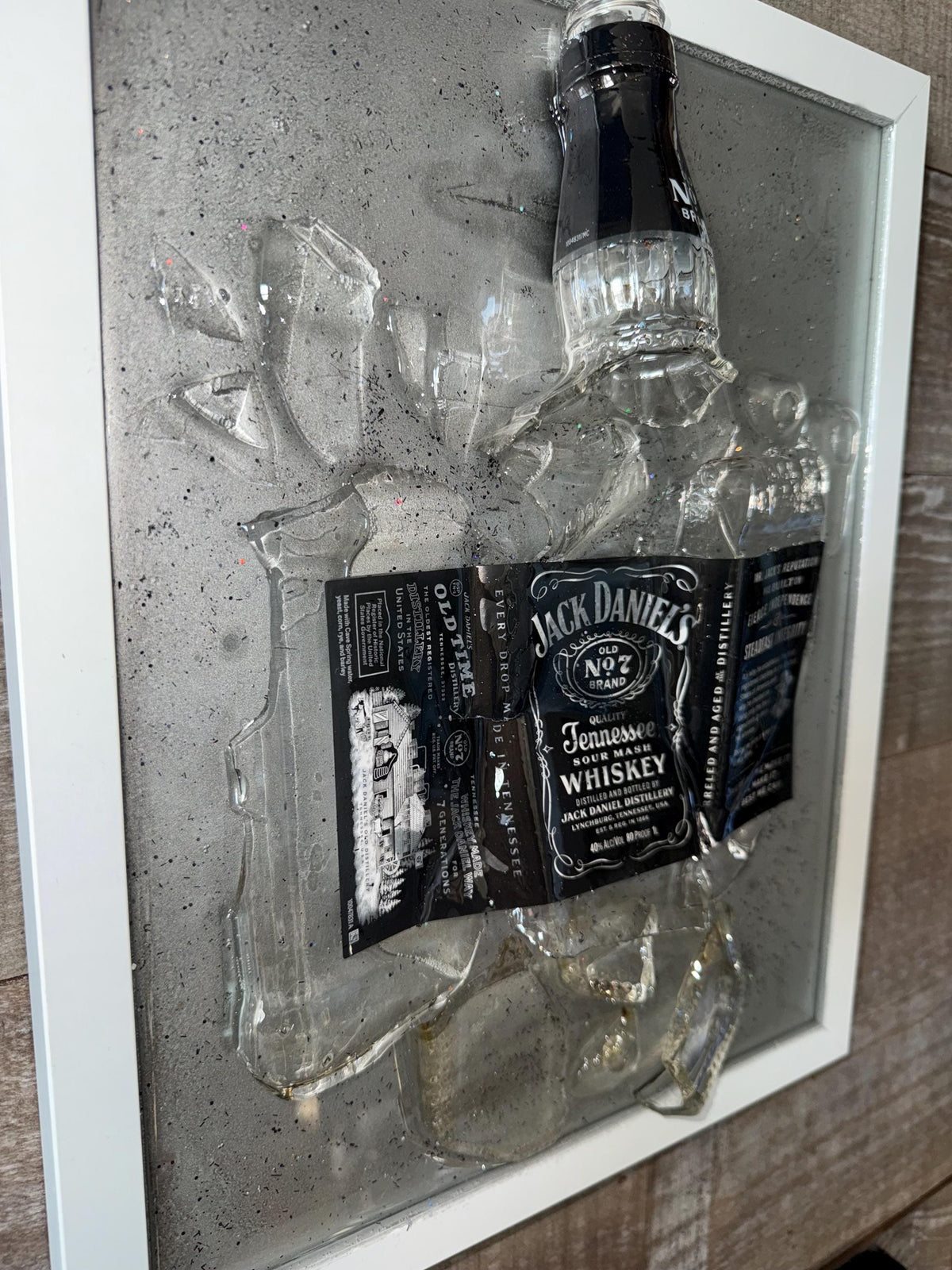 Jack Daniels Whiskey broken bottle wall art