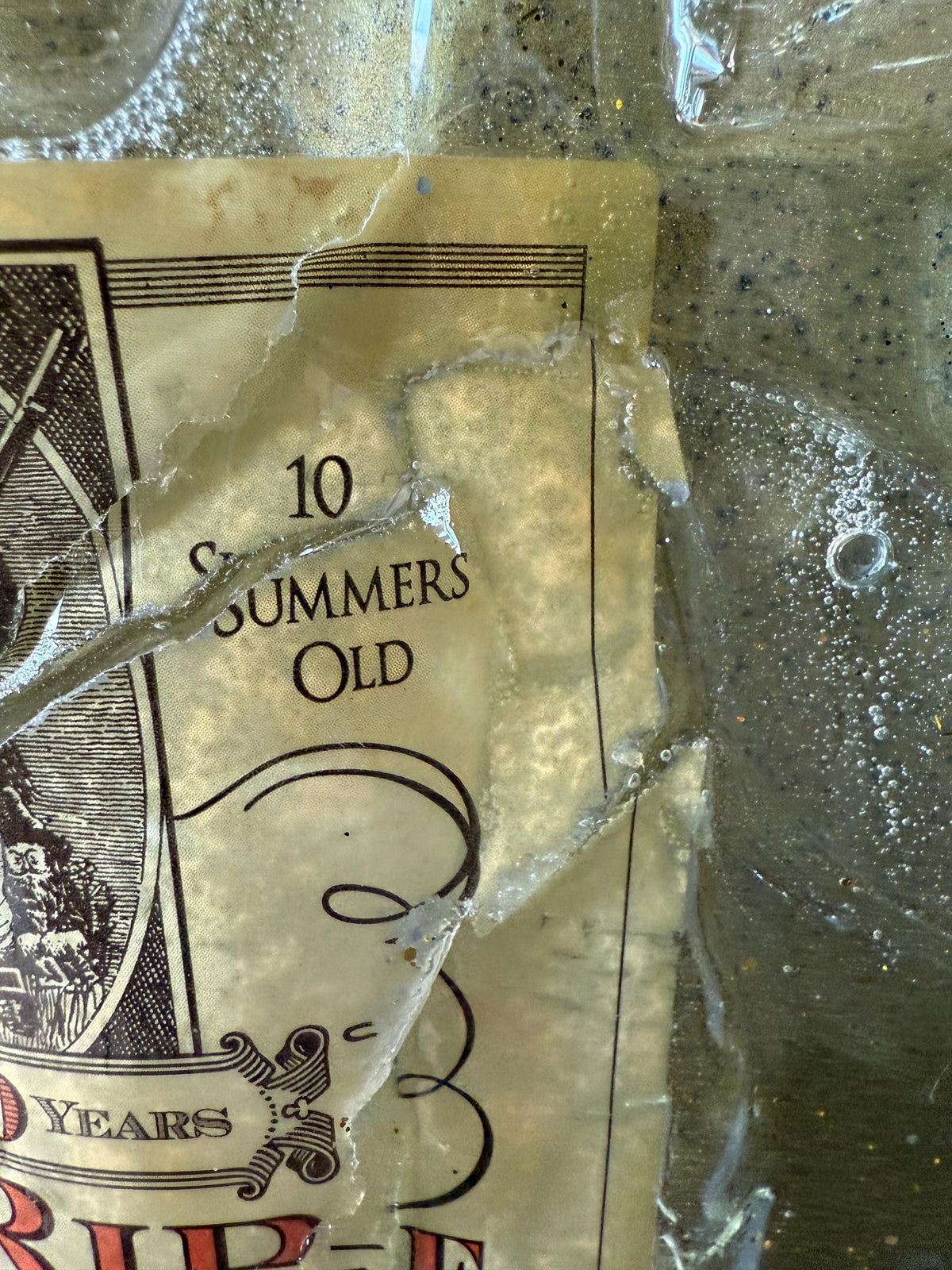 Old RIP Van Winkle 10 year old Bourbon Whiskey broken bottle wall art