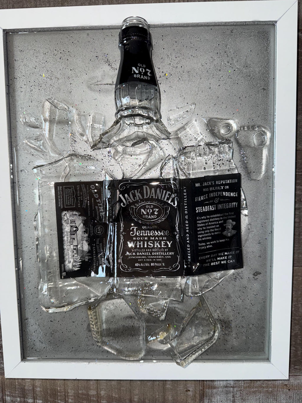 Jack Daniels Whiskey broken bottle wall art