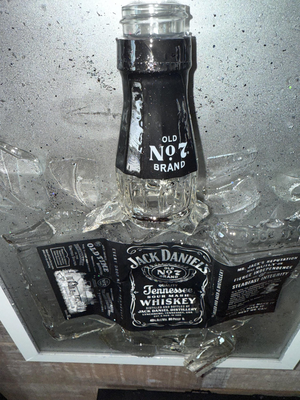 Jack Daniels Whiskey broken bottle wall art