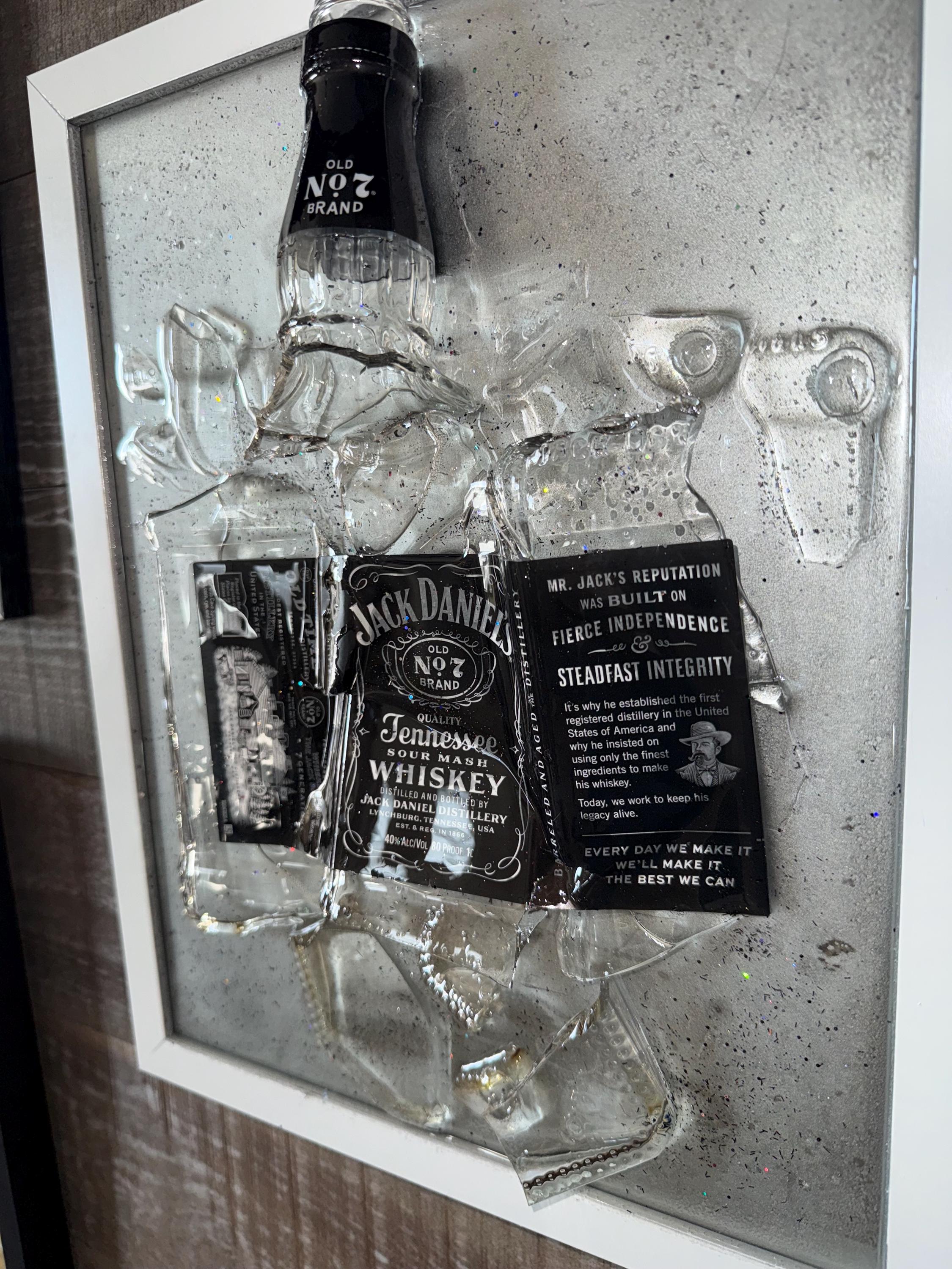 Jack Daniels Whiskey broken bottle wall art