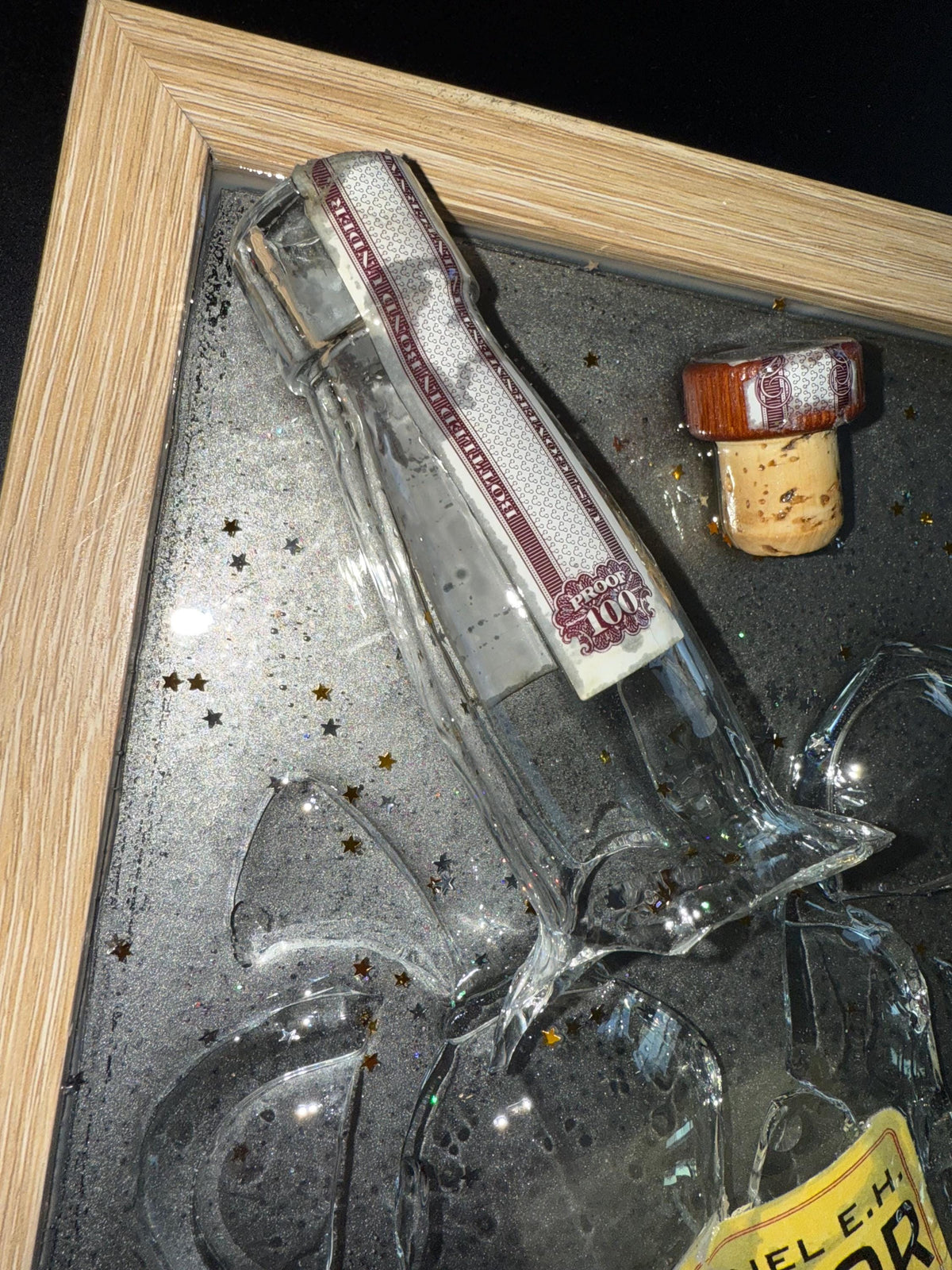 Colonel E.H. Taylor Single Barrel Bottled In Bond Bourbon/Whiskey broken bottle wall art