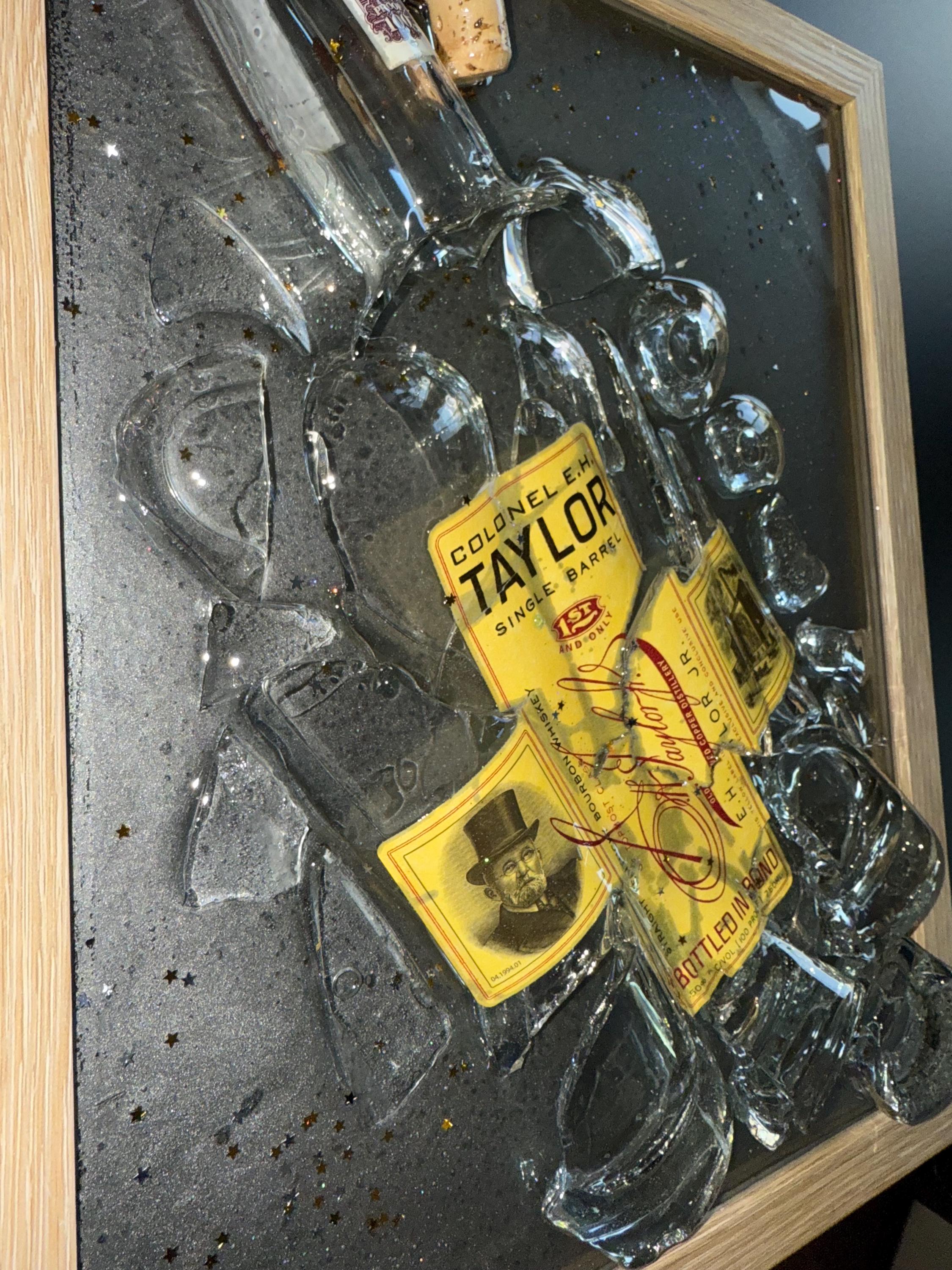 Colonel E.H. Taylor Single Barrel Bottled In Bond Bourbon/Whiskey broken bottle wall art