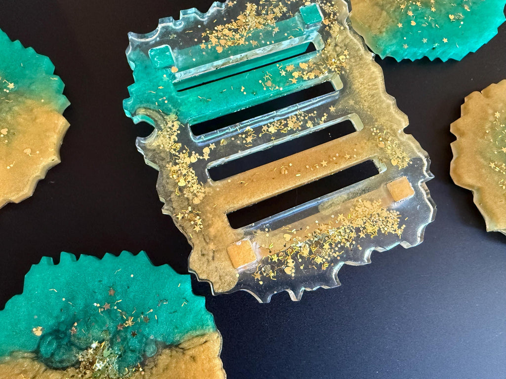 Beach Vibe 4 piece acrylic coaster set with holder