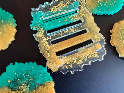Beach Vibe 4 piece acrylic coaster set with holder