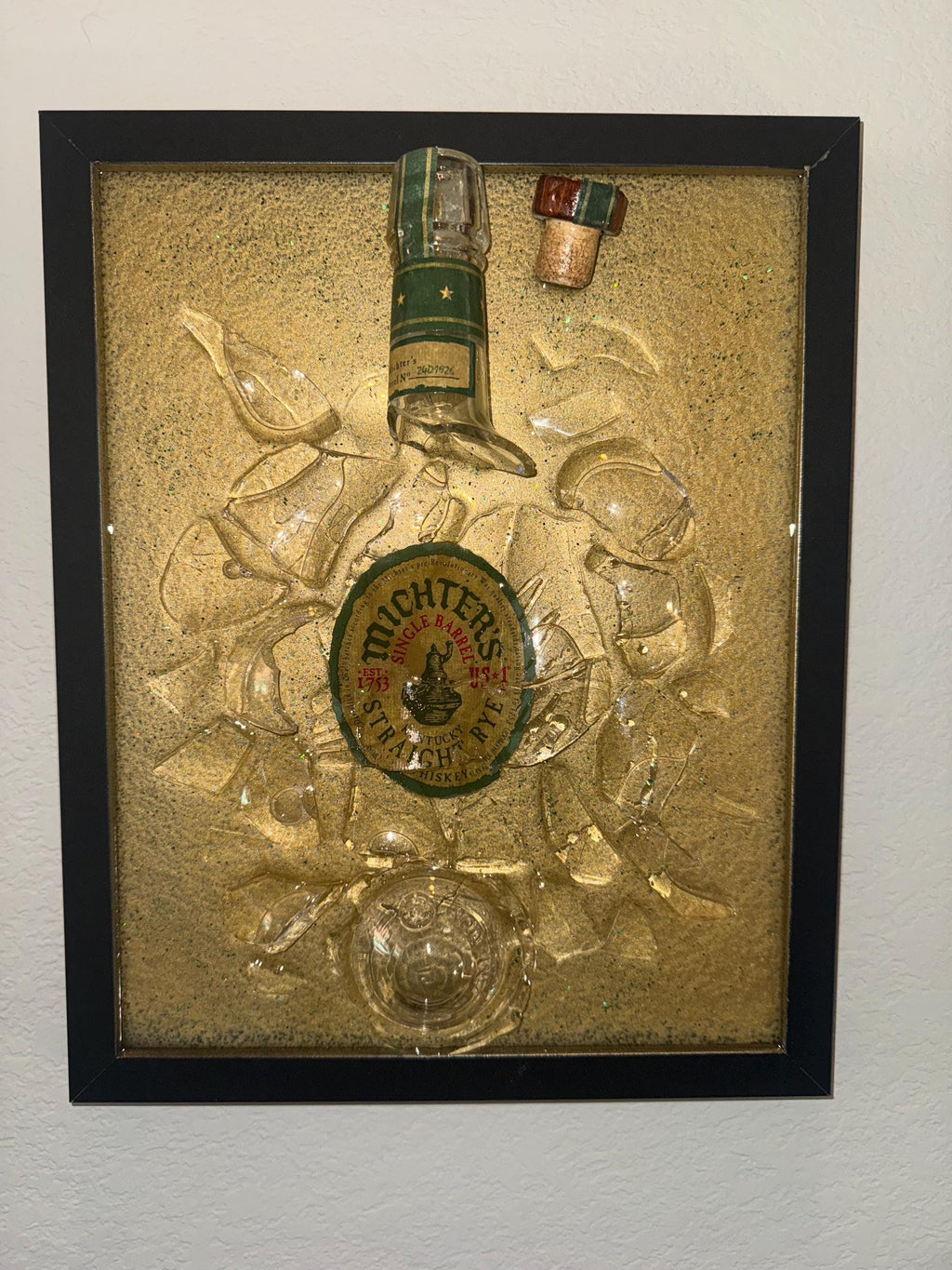 Michters Straight Rye Kentucky Whiskey broken bottle wall art