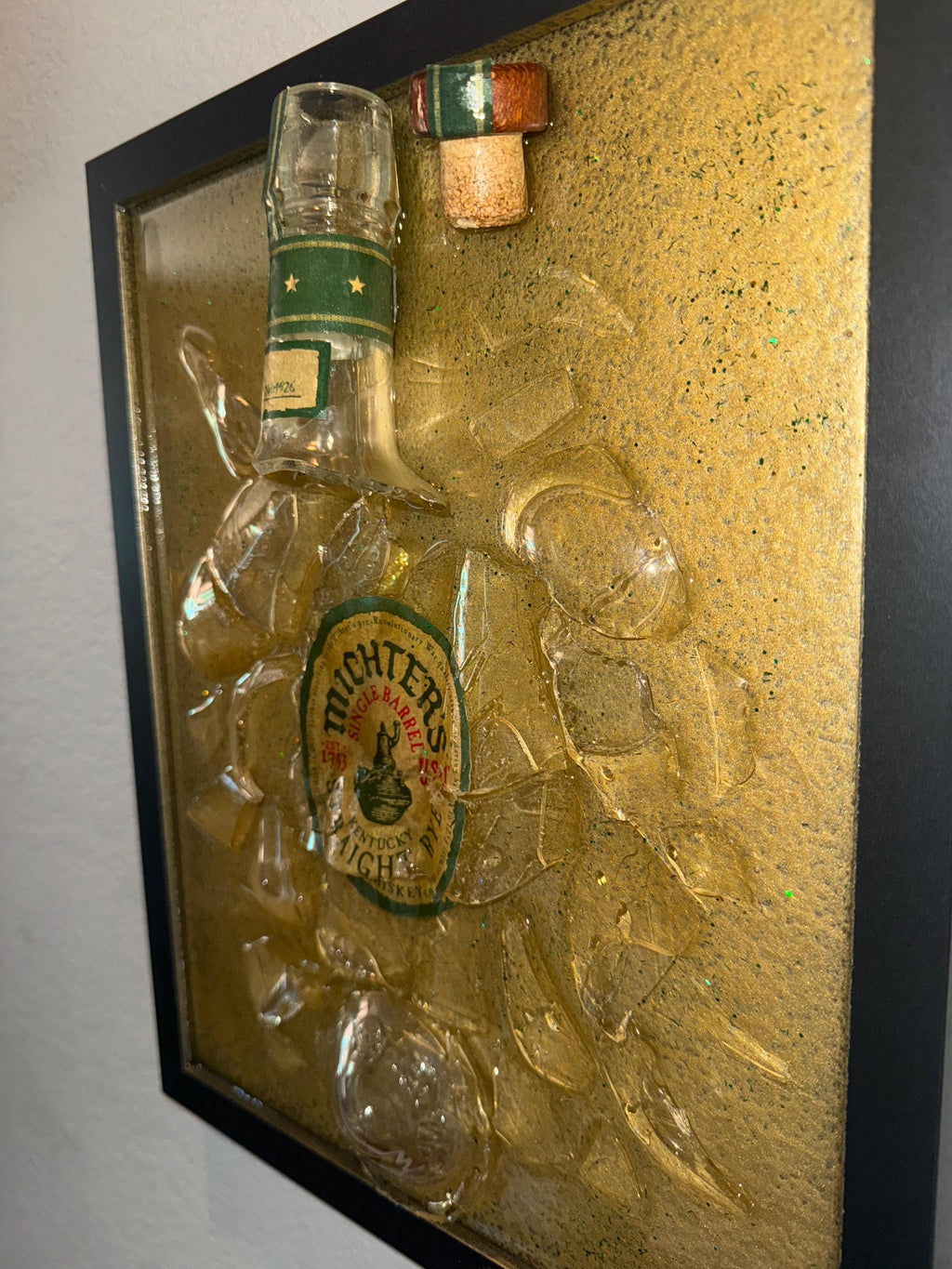 Michters Straight Rye Kentucky Whiskey broken bottle wall art