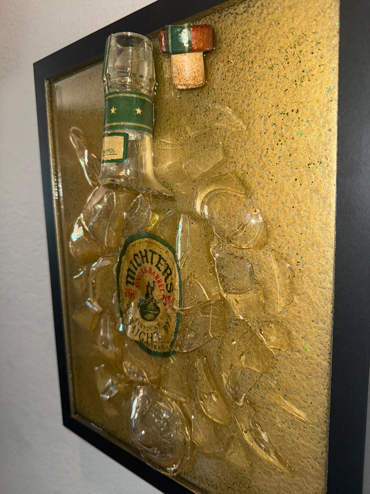 Michters Straight Rye Kentucky Whiskey broken bottle wall art