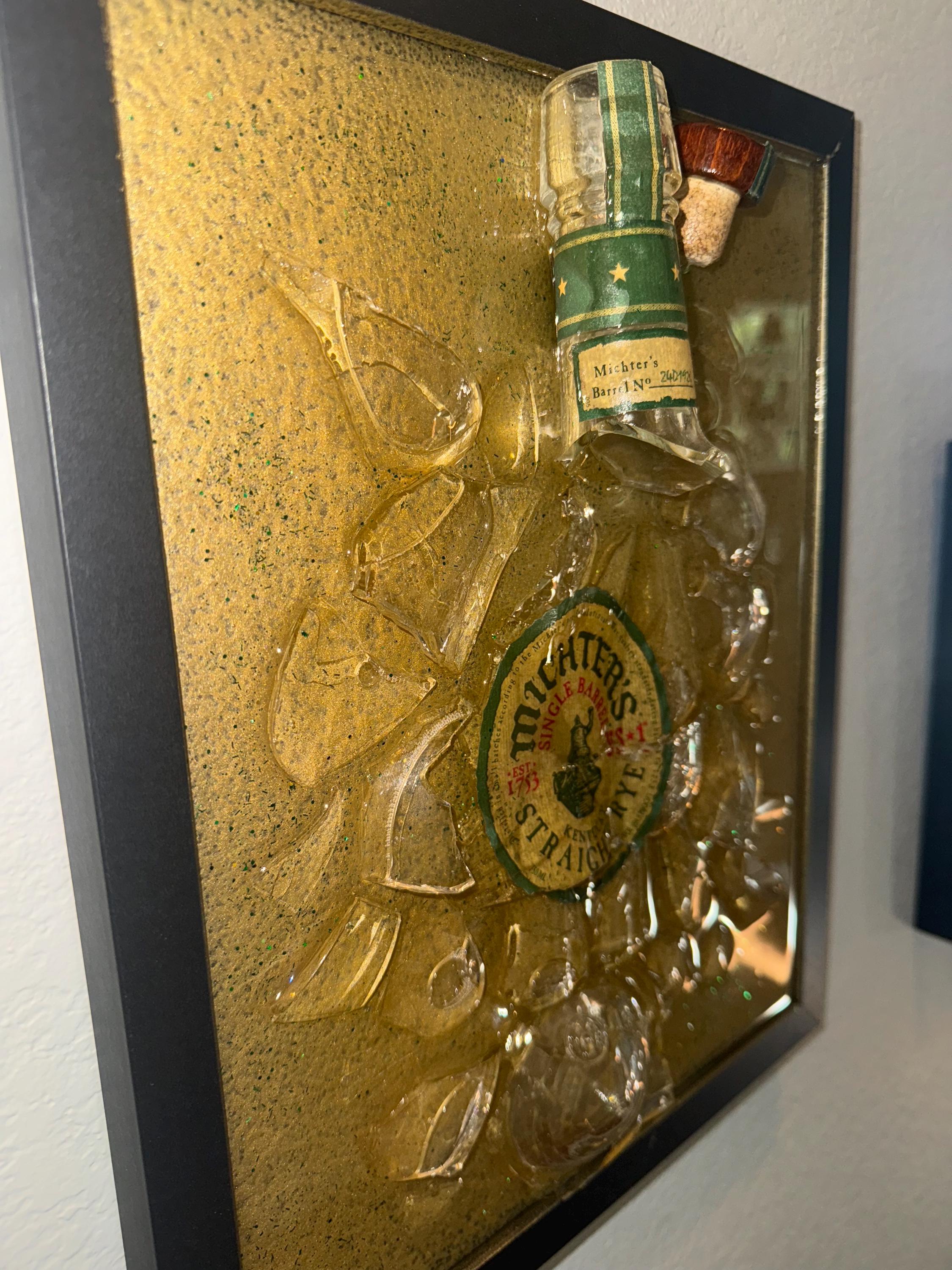 Michters Straight Rye Kentucky Whiskey broken bottle wall art