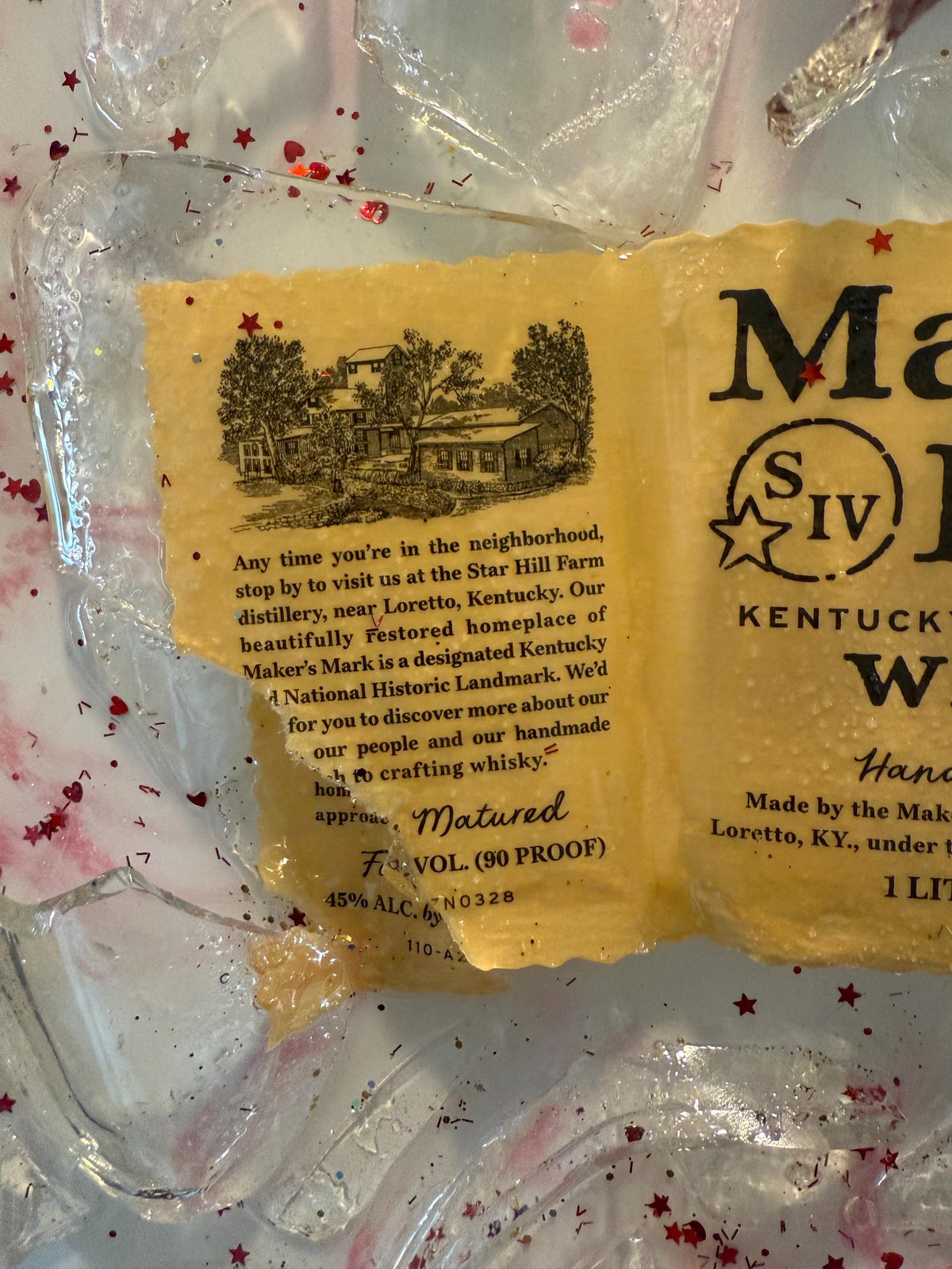 Makers Mark Bourbon/Whiskey broken bottle wall art