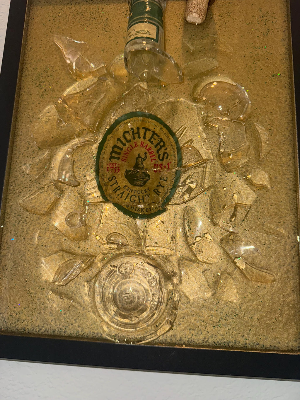 Michters Straight Rye Kentucky Whiskey broken bottle wall art