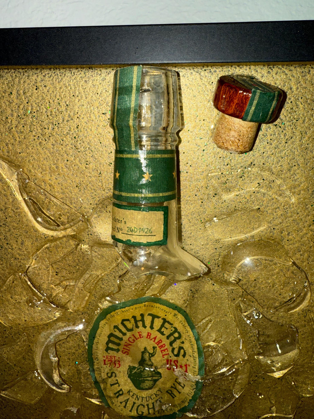 Michters Straight Rye Kentucky Whiskey broken bottle wall art