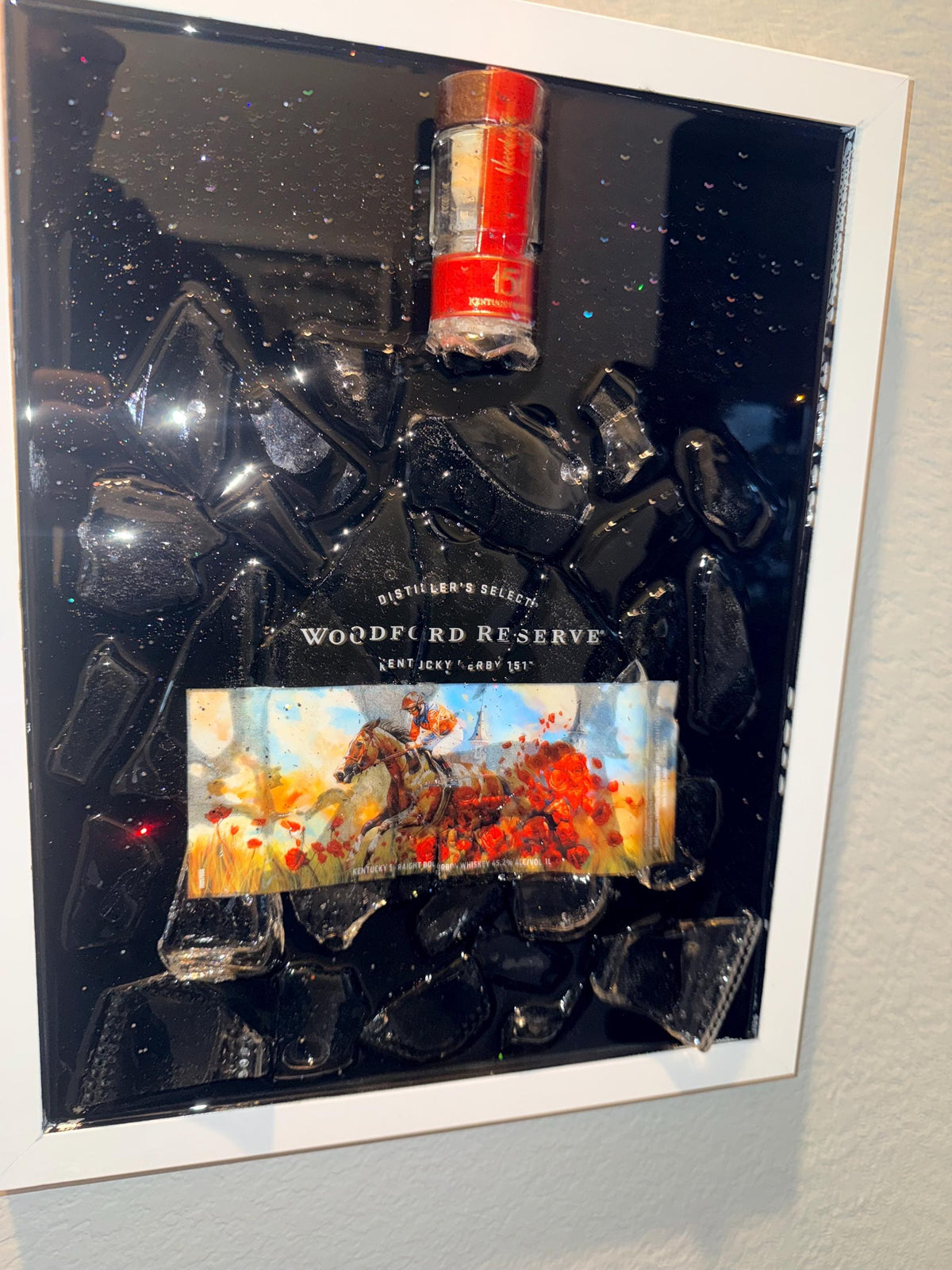 Woodford Reserve 2025 Kentucky Derby Bourbon/Whiskey broken bottle wall art