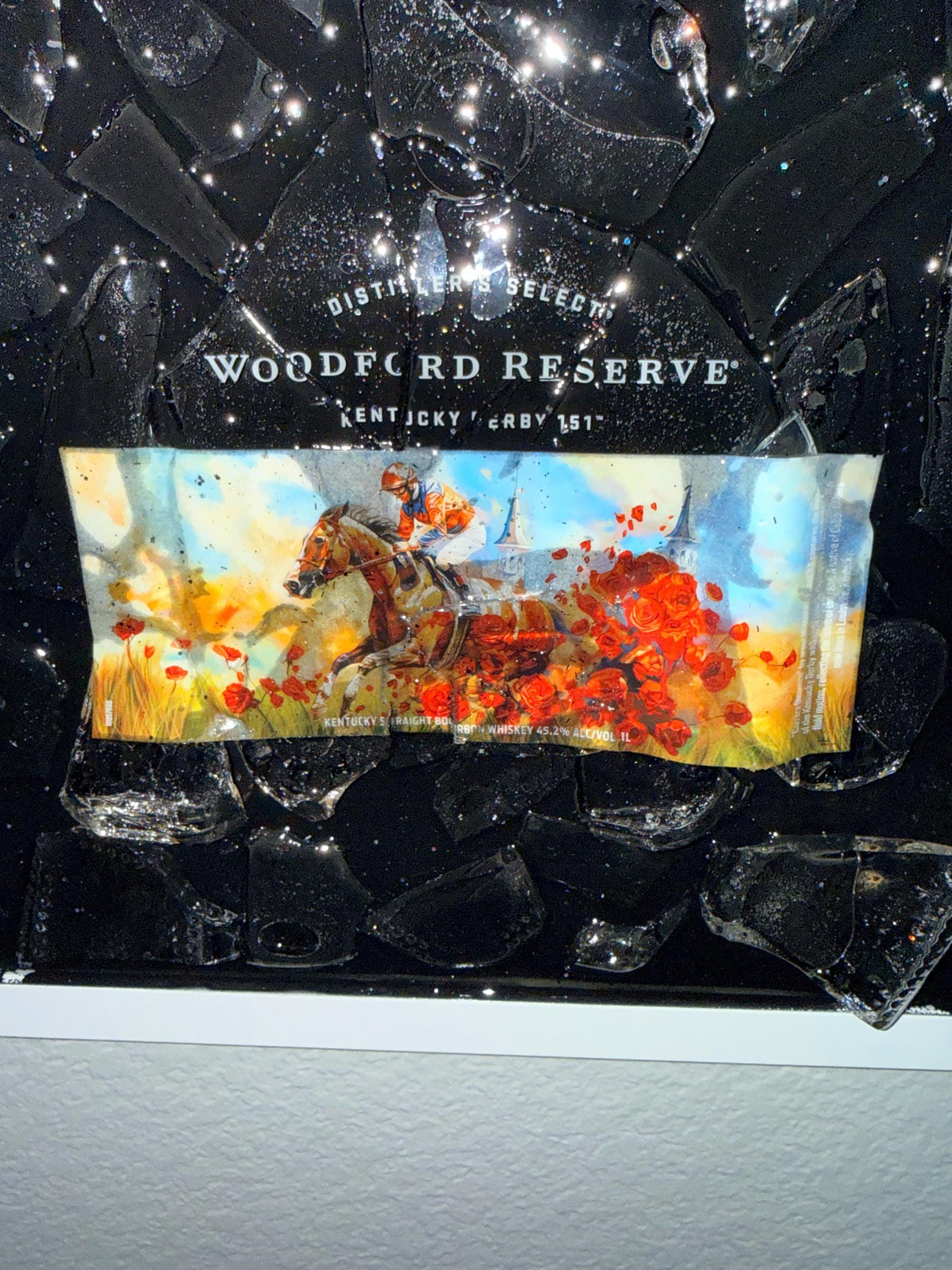 Woodford Reserve 2025 Kentucky Derby Bourbon/Whiskey broken bottle wall art