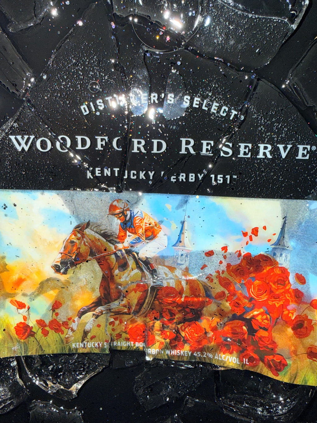 Woodford Reserve 2025 Kentucky Derby Bourbon/Whiskey broken bottle wall art