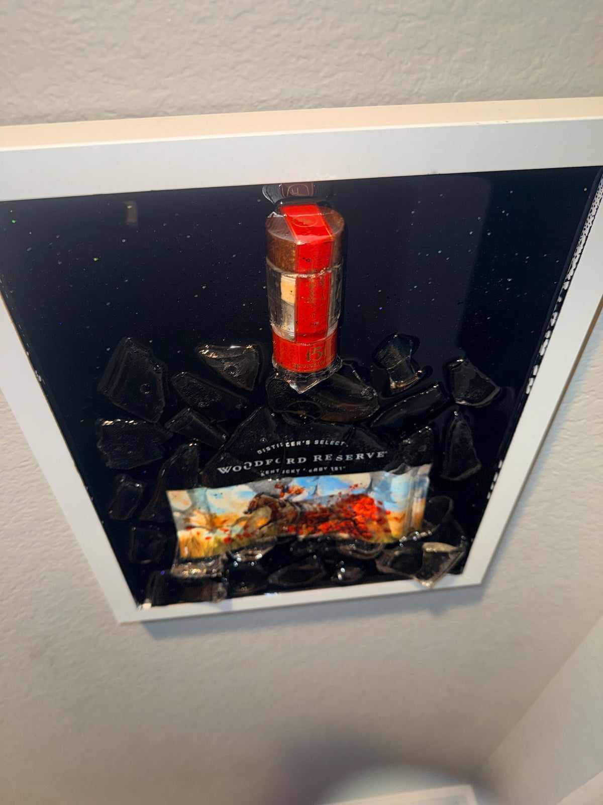 Woodford Reserve 2025 Kentucky Derby Bourbon/Whiskey broken bottle wall art