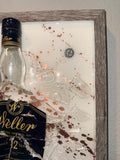 Weller 12 Year Black Label Bourbon Whiskey broken bottle wall art