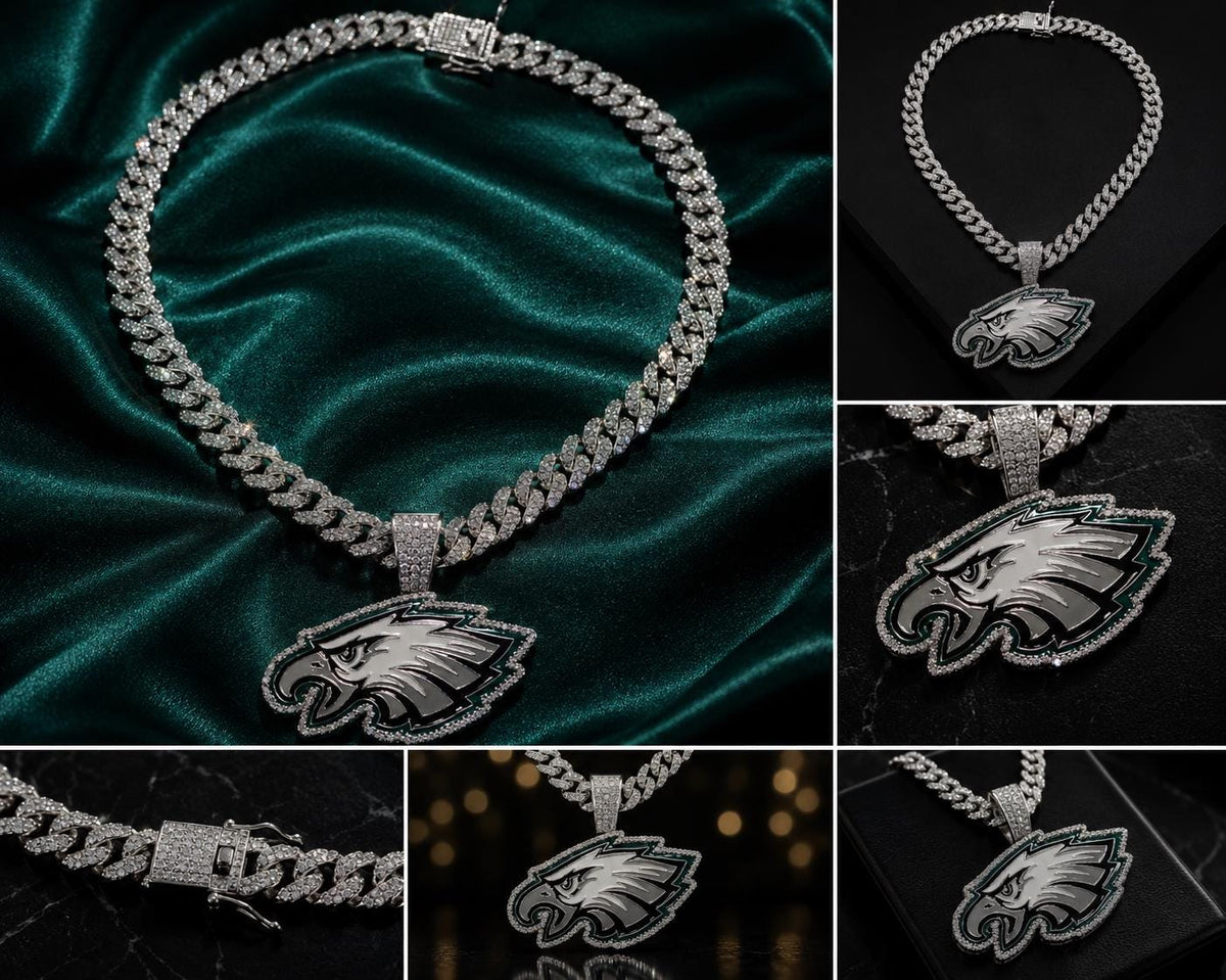 Philadelphia Eagles Bling Pendant & 24" Chain Brand New