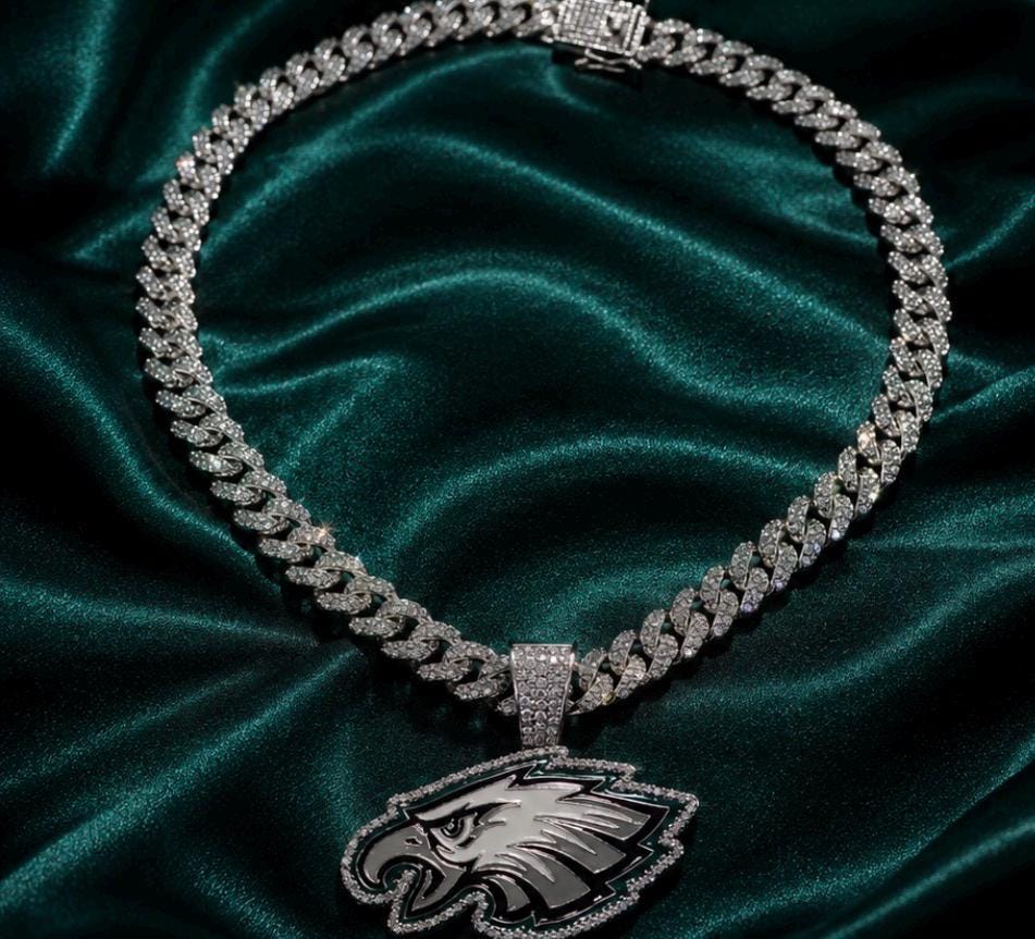 Philadelphia Eagles Bling Pendant & 24" Chain Brand New