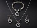 Philadelphia Eagles Jewelry Set Necklace, Bracelet And Earrings W/rhinestones
