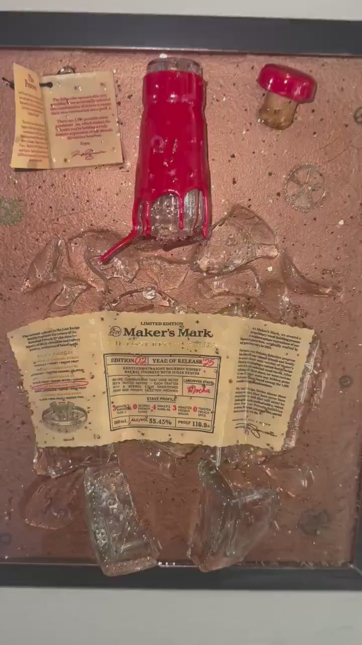 Makers Mark The Lost Recipe Series Edition 2 Year 2025 Bourbon/Whiskey broken bottle wall art