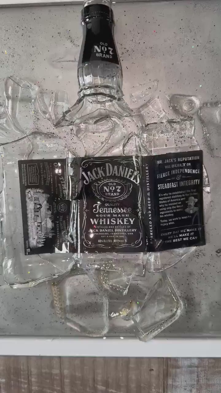 Jack Daniels Whiskey broken bottle wall art