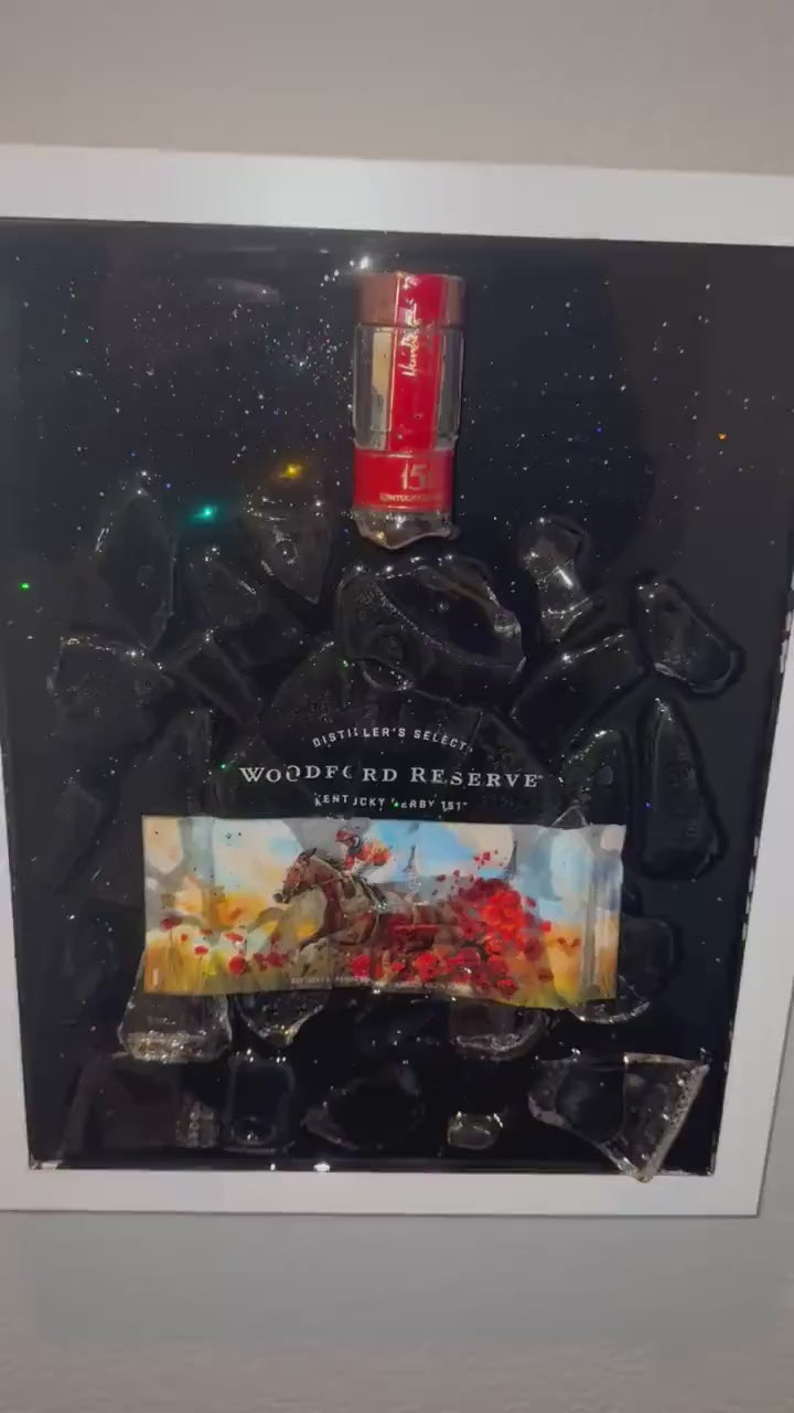 Woodford Reserve 2025 Kentucky Derby Bourbon/Whiskey broken bottle wall art