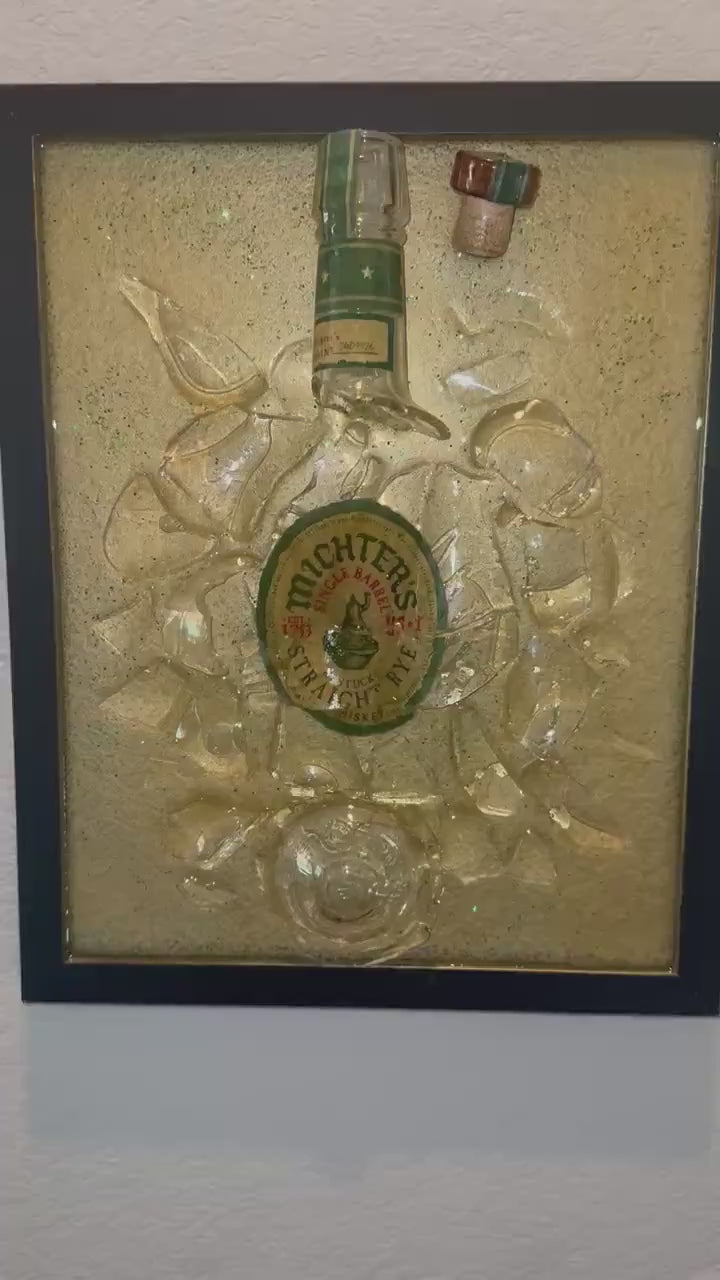 Michters Straight Rye Kentucky Whiskey broken bottle wall art